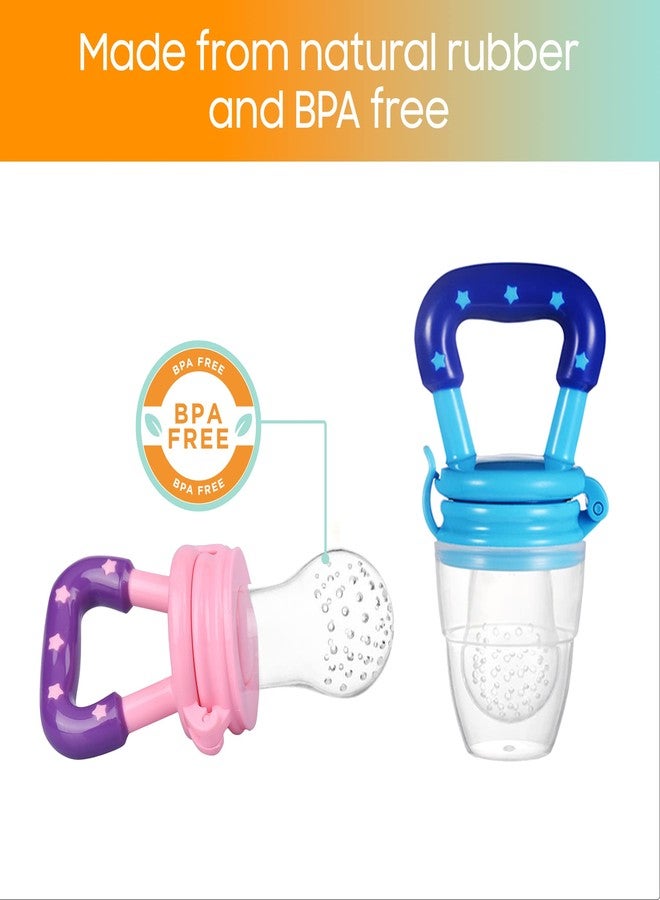 CHILLAX Fruit Feeder Pacifier Teether Toys - 2 Baby Food Feeding Teething Toys - Soft, Easy-to-Grip, Non-BPA Silicone Teethers for Babies - Dishwasher-Safe - for Infants 6+ Months Old - 4.15x2.03 - Image 4